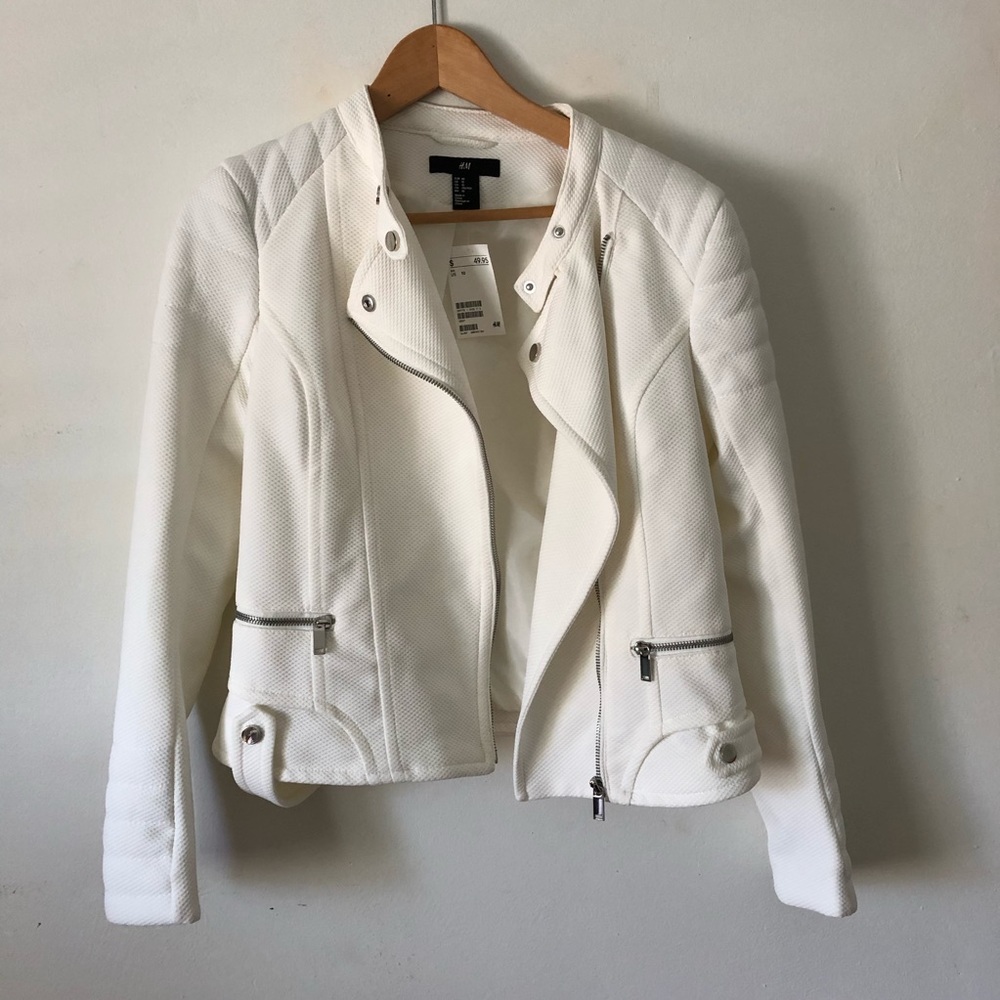 HM White Moto Jacket